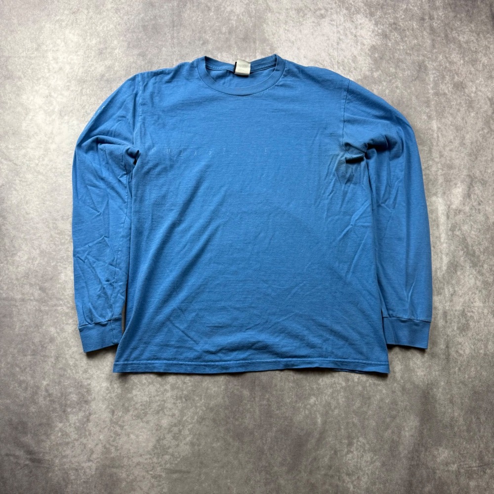 Quiksilver Mens Long Sleeve T-Shirt Blue Crew Neck Cotton Surf Tee Size Medium